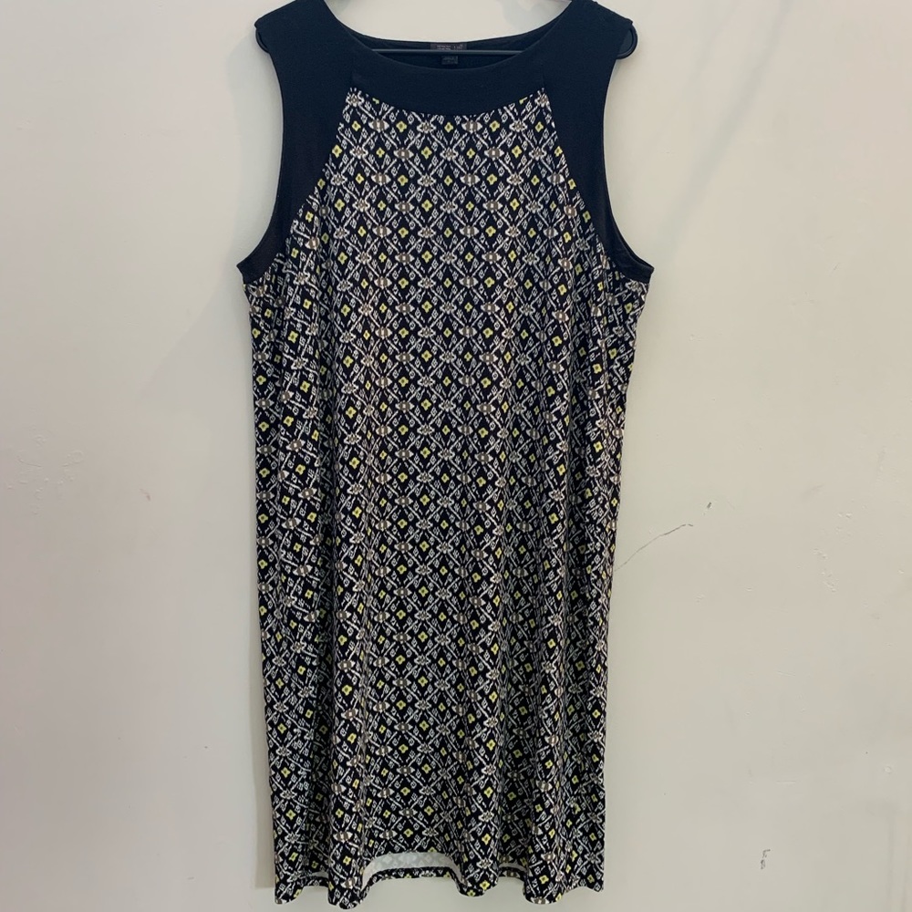 JJill Wherever L Black & Yellow Tank Dress